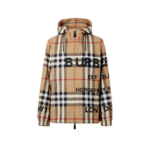BURBERRY/博柏利 男款休閑連帽夾克上衣外套Horseferry印花格紋 80502821