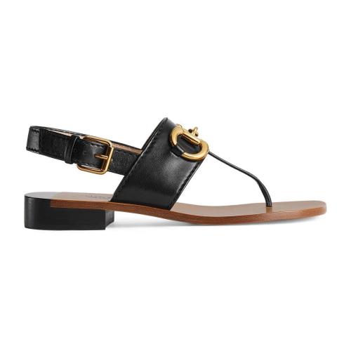  GUCCI古馳 22年秋冬 女士 女士飾馬銜扣涼鞋 674777 BKO00 1000