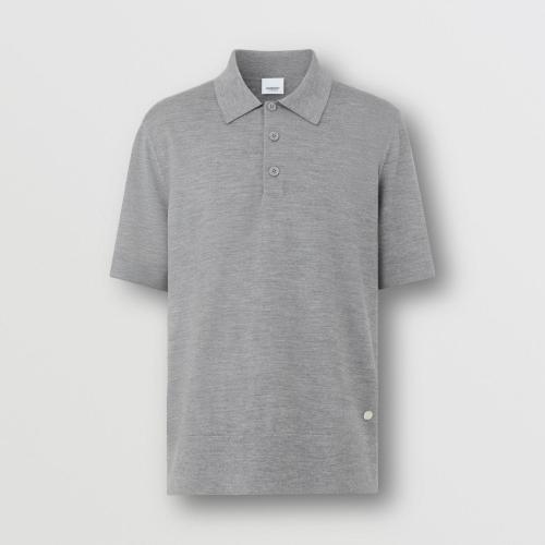  BURBERRY 22年秋冬 男士 專屬標(biāo)識裝飾絲毛混紡 Polo 衫 80548931