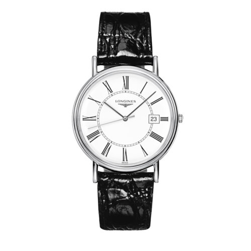 LONGINES/浪琴 時尚系列 石英表白盤皮表帶男表38.5毫米L4.790.4.11.2