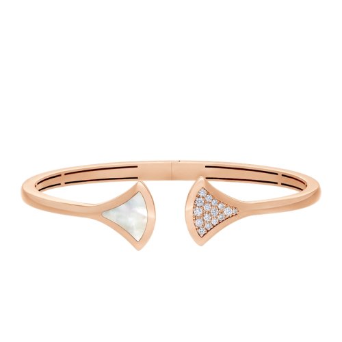 BVLGARI/寶格麗DIVAS'DREAM系列 18K金玫瑰金鑲白貝母與鉆石  小扇子手鐲 356741