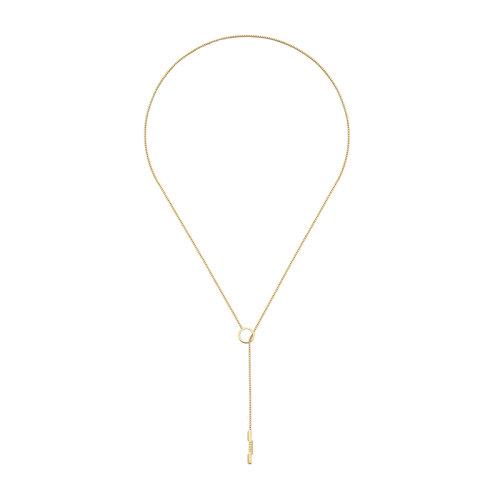 GUCCI/古馳  Link to Love系列 18k金黃金Gucci銘文條形吊墜圓形滑扣套索項(xiàng)鏈662110J85008000