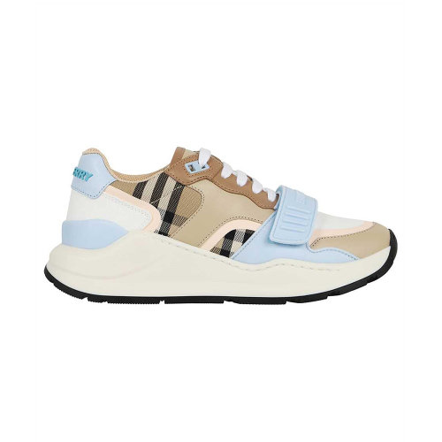 BURBERRY/博柏利 女士拼色棉質(zhì)配皮經(jīng)典格紋休閑鞋運(yùn)動(dòng)鞋 8048347