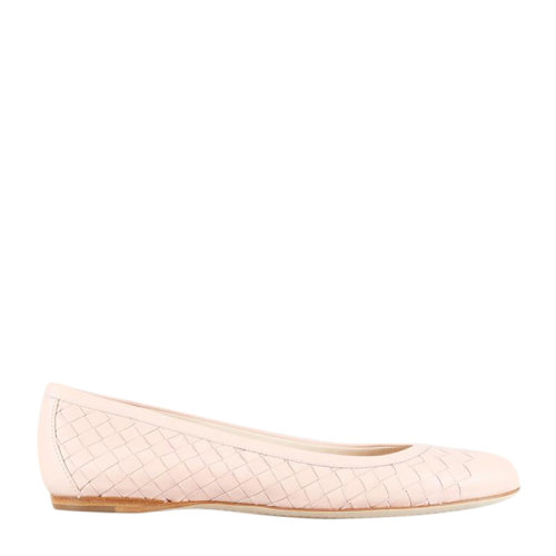 Bottega Veneta/葆蝶家女士粉色皮革標(biāo)志性Intrecciato編織圖案時(shí)尚淺口平底鞋樂福鞋單鞋女鞋370132-V0013-6813