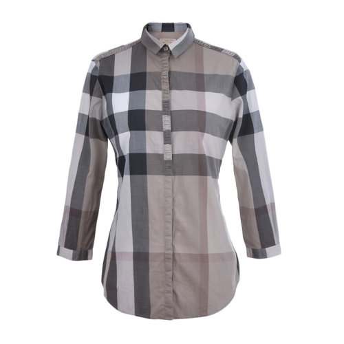 BURBERRY/博柏利 女裝 服飾 經(jīng)典百搭 蒼白石色格紋 棉質(zhì)襯衣 女士長袖襯衫 3893900