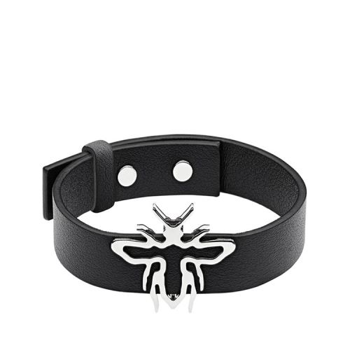 DIOR/迪奧  男女同款黑色皮革金屬蜜蜂標志手環(huán)手鐲  $B0875HOMLED004