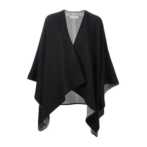 BURBERRY/博柏利 女士黑色大披肩羊絨羊毛混紡經(jīng)典格紋斗篷圍巾圍脖披肩 3896827