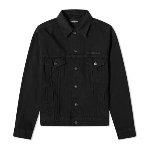 Balenciaga 巴黎世家 男裝 服飾 黑色翻領(lǐng)棉質(zhì)牛仔 男士夾克外套