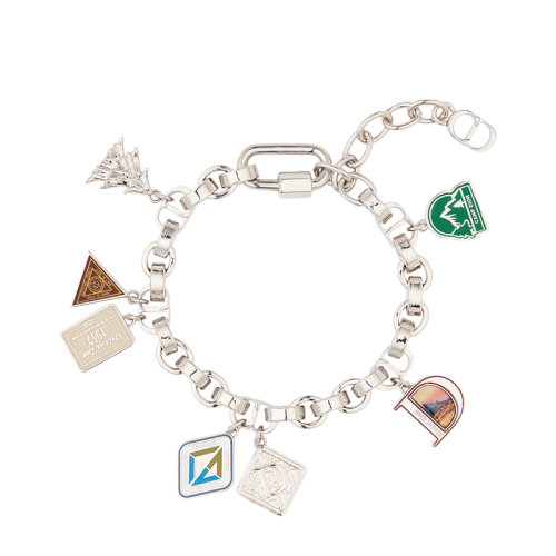 DIOR/迪奧 22新款 男士銀色飾面黃銅多色樹(shù)脂吊飾手鏈B1601HOMMT_D230