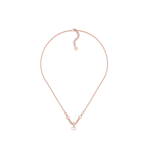 DIOR/迪奧 22新款CLAIR D LUNE系列 女士粉色金屬飾CD字母吊墜搭粉色水晶項鏈N1958WOMCY_D12P