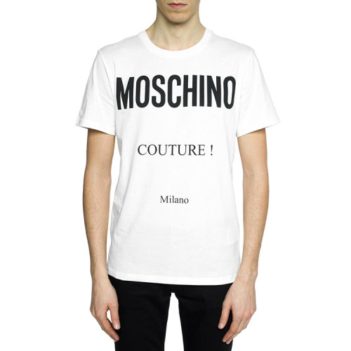 MOSCHINO/莫斯奇諾 男女同款 白色棉質(zhì)圓領(lǐng)時尚短袖T恤 A07140240A1001