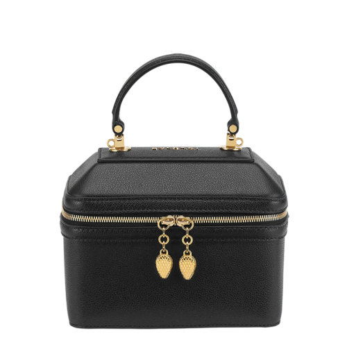 BVLGARI/寶格麗 22早春 新款SERPENTI FOREVER系列 女士小號黑色粒面小牛皮蛇首形狀拉鏈化妝包手提斜挎包291784