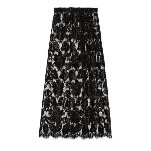  GUCCI古馳 22年秋冬 女士 水晶刺繡花卉蕾絲半身裙 672105 ZAH2X 1000