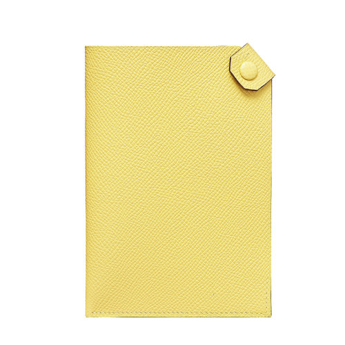 HERMES/愛馬仕 Tarmac系列 女士酸橙色小牛皮銀按扣閉合護(hù)照夾H057946CK9R