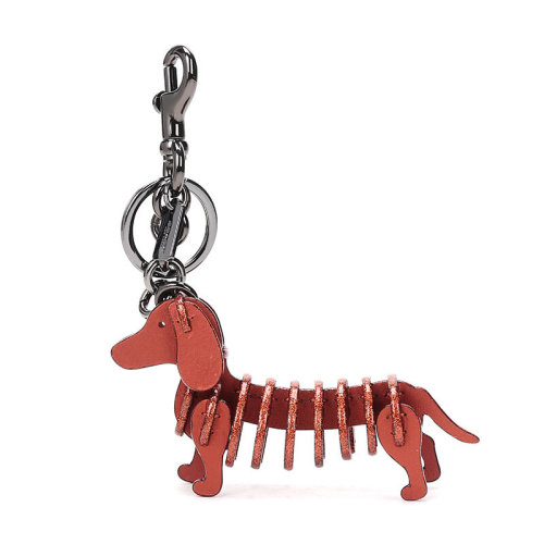 COACH/蔻馳  小狗鉻鞣皮革拼圖時(shí)尚掛件吊飾鑰匙扣 21513_BKMOE