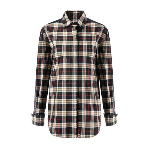 Burberry/博柏利 女裝 服飾 黑色棉質(zhì)時(shí)尚休閑格紋 女士長(zhǎng)袖襯衫