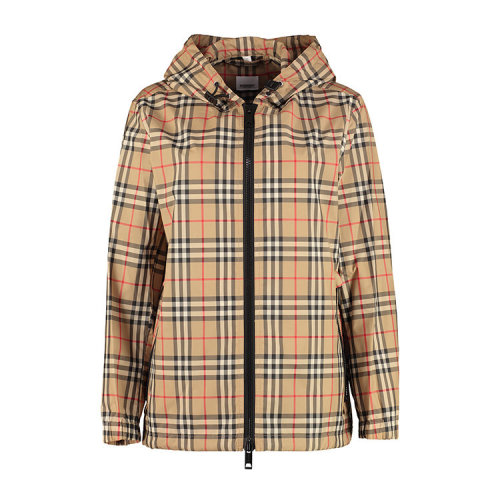 BURBERRY/博柏利  巴寶莉女裝 女士米色經(jīng)典時尚格紋連帽夾克 80256781