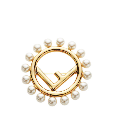 FENDI/芬迪  F IS FENDI系列 金色金屬徽標形狀小珍珠胸針8AG815A5TOF09ZE