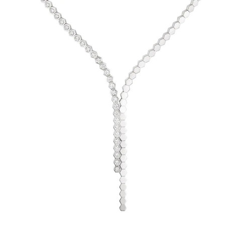 Chaumet/尚美  Bee My Love系列 女士18k金白金不對(duì)稱(chēng)切割鉆石項(xiàng)鏈083988