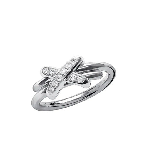 Chaumet/尚美 經(jīng)典JEUX DE LIENS系列 18k金白金歡·緣鉆石戒指 081240