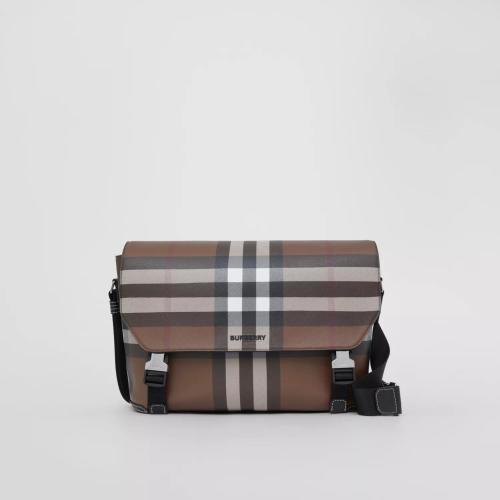  BURBERRY 22年秋冬 男士 大號(hào)格紋拼皮革大號(hào)信使包 80547181
