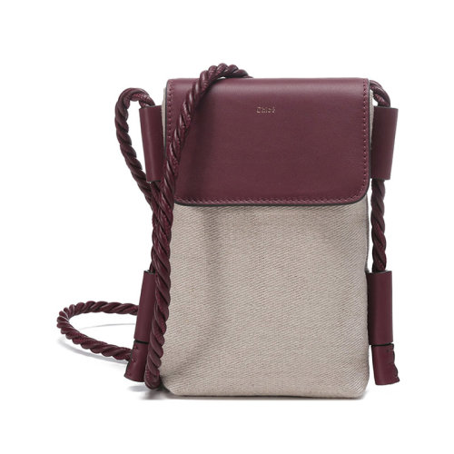 CHLOE/克洛伊 【22春夏新款】 女士Key系列織物配皮單肩斜挎包頸部掛包手機包 CHC22SP601G11