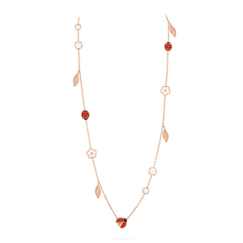Van Cleef & Arpels/梵克雅寶Lucky Spring系列紅玉髓縞瑪瑙玫瑰金長項鏈VCARP7RT00