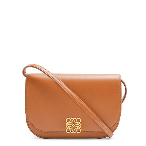 LOEWE/羅意威 20  Goya系列 女士棕褐色真絲小牛皮金屬徽標(biāo)磁扣三內(nèi)袋單肩斜挎手拿包0010593432