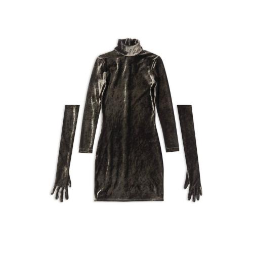  BALENCIAGA巴黎世家 22年秋冬 女士 連衣裙 Womens Turtleneck Dress in Coffee 720016TNQ1325