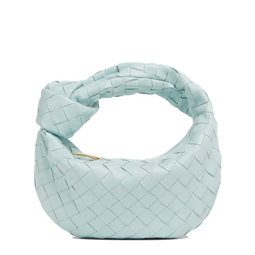 Bottega Veneta/葆蝶家 22春夏新款MINI JODIE系列 女士水洗青色I(xiàn)ntrecciato編織皮革單隔層手提包651876VCPP53902