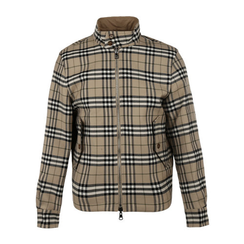 BURBERRY/博柏利21新品雙面兩穿格紋棉毛混紡哈林頓外套男士夾克8041387