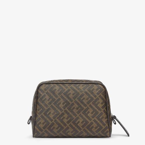 FENDI芬迪 22年秋冬 男士 化妝包 棕色布料化妝包 7N0131ALE7F19KW
