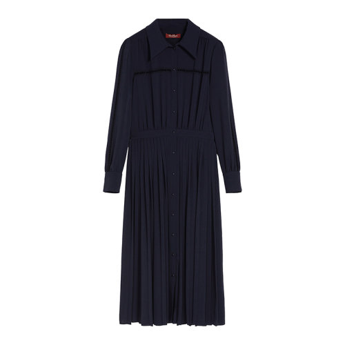 MaxMara/麥絲瑪拉 22年早春新款 URTA系列 女士深藍色輕質卡迪面料襯衫式連衣裙6221012706005