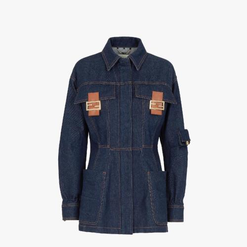  FENDI芬迪 22年秋冬 女士 夾克 藍(lán)色牛仔夾克 FLF703AMGQF1J79