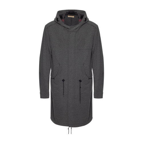 灰色連帽男士休閑大衣 BURBERRY/博柏利 巴寶莉 男裝 男士外套 風(fēng)衣 男士大衣 瑕疵特賣（陳列痕跡，不影響使用）