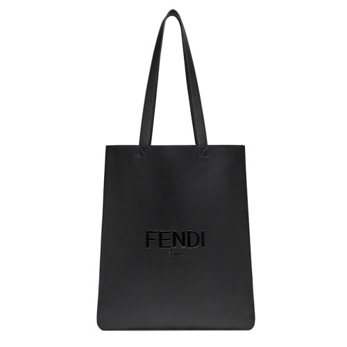 FENDI/芬迪 20  SHOPPING PLAT系列 男士黑色小牛皮FENDI ROMA印花雙長提手單肩手提購物包7VA538AFB3F0QA1