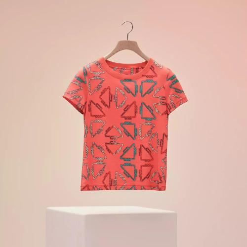  HERMES愛馬仕 22年秋冬 女士 短袖T恤 T-shirt micro imprime ??Tatersales?? H2E4600DC3L