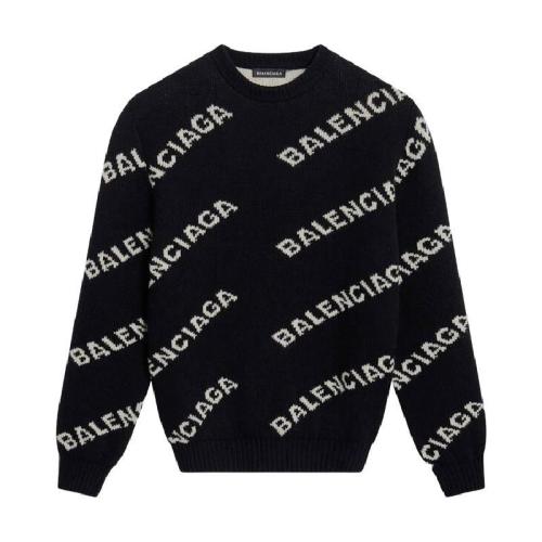  BALENCIAGA巴黎世家 22年秋冬 男士 針織衫 Men's Allover Logo Sweater in Black 648433T1567