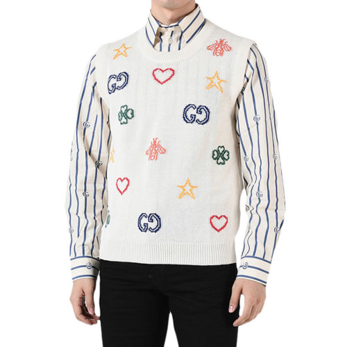 GUCCI/古馳 古琦男裝 男士象牙白棉質(zhì)時(shí)尚休閑無袖針織背心 626640 XKBGE 9750