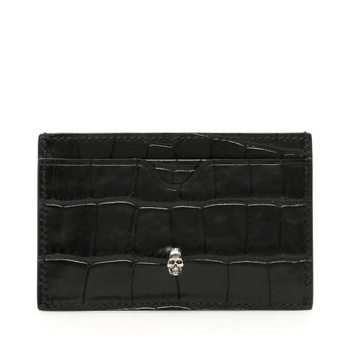 Alexander McQueen/亞歷山大麥昆 男女同款 黑色皮革時(shí)尚小型皮具卡片夾 550855DZT0Y1000