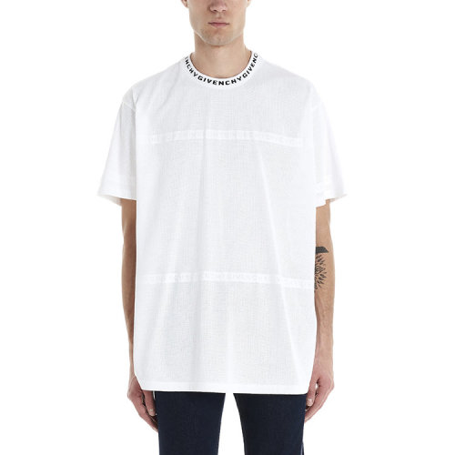 Givenchy/紀梵希  男士白色棉質(zhì)圓領(lǐng)短袖T恤 BM70UH30GG-100