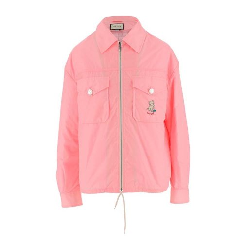 GUCCI/古馳  古琦女裝  小貓咪圖案 女士粉色休閑夾克外套 619422 ZAE8V 5359