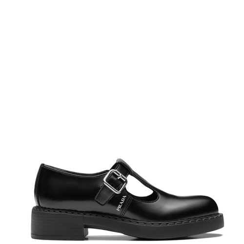 PRADA/普拉達(dá) 22年新款 Monolith系列 女士黑色亮面皮革瑪麗珍丁字鞋1E834M_055_F0002_F_B050