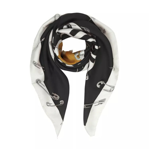 MOSCHINO/莫斯奇諾  女士時(shí)尚經(jīng)典泰迪熊回形針印花方形絲巾