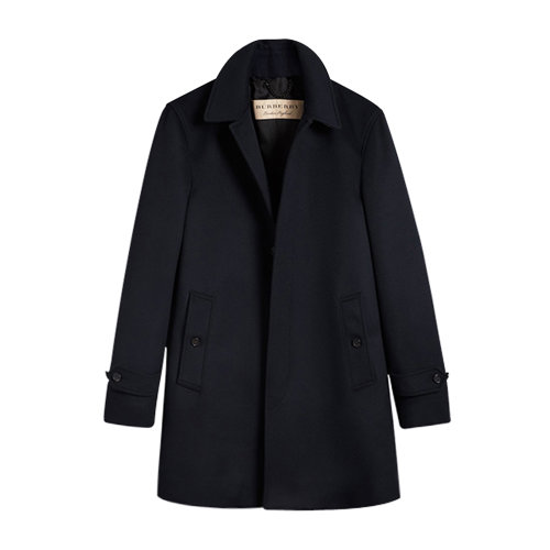 深藍(lán)色羊絨男士大衣 BURBERRY/博柏利 巴寶莉 burberry服裝 外套男 男裝 商務(wù)休閑大衣