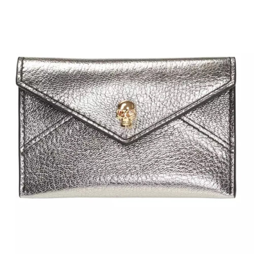 Alexander McQueen/亞歷山大麥昆 男士 男包 銀色皮革時尚卡包錢包 554194CSS0G1300