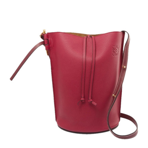 LOEWE/羅意威女士Gate系列小號(hào)酒紅色水桶包斜挎包單肩包女包