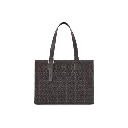  LOEWE羅意威 22年秋冬 男士 手提包 Buckle Horizontal tote in Anagram jacquard and calfski