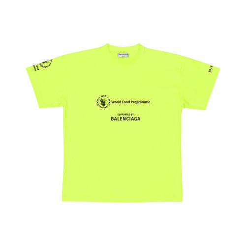 Balenciaga/巴黎世家 22年秋冬新款 WFP系列 女士熒光黃色純棉藝術(shù)畫印花短袖T恤612965TMVL27110