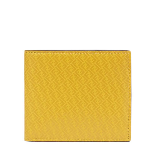 FENDI/芬迪  男士黃色FF印花皮革雙折短款錢包7M0169AGLPF0M8A